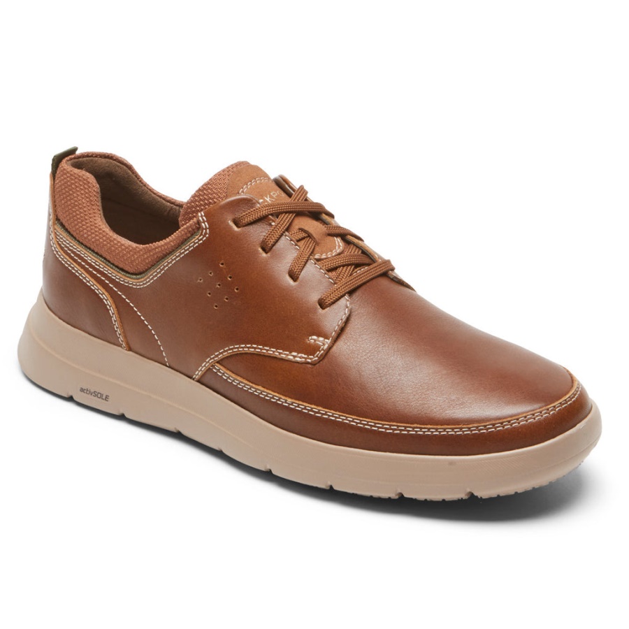 Tênis Truflex Cayden Masculino Rockport Bico Liso Madeira Couro