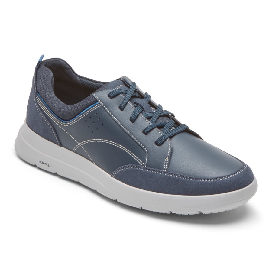 Sapatilha Masculina Truflex Cayden Rockport Vestido Novo Azul Camurça Couro
