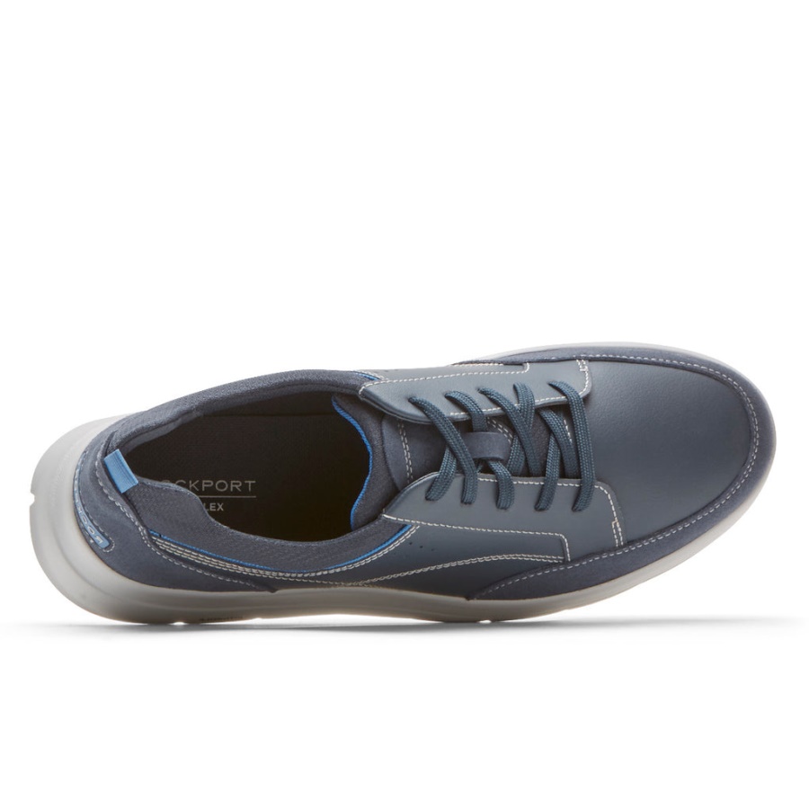 Sapatilha Masculina Truflex Cayden Rockport Vestido Novo Azul Camurça Couro