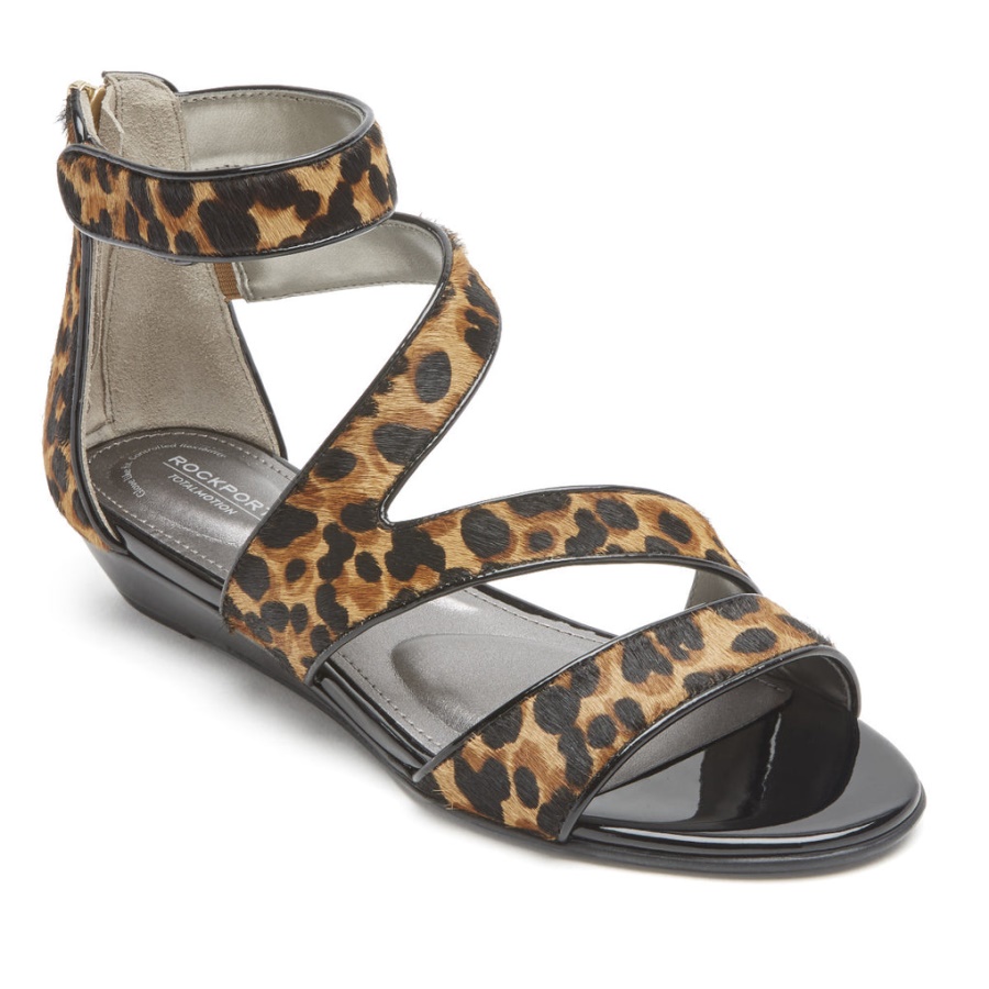 Rockport Movimento Total Zandra Sandália De Tiras Bronzeado Leopardo