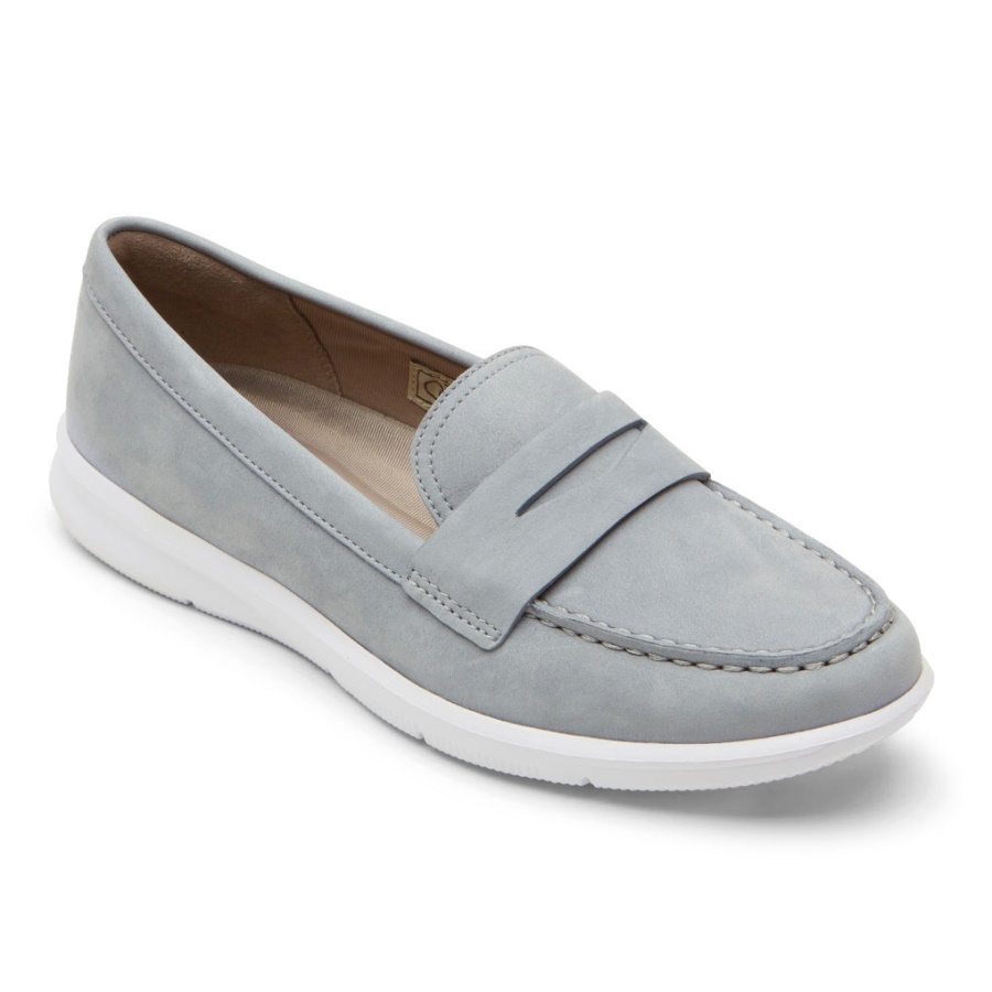 Mocassim Feminino Lavável Ayva Rockport Cambraia Azul