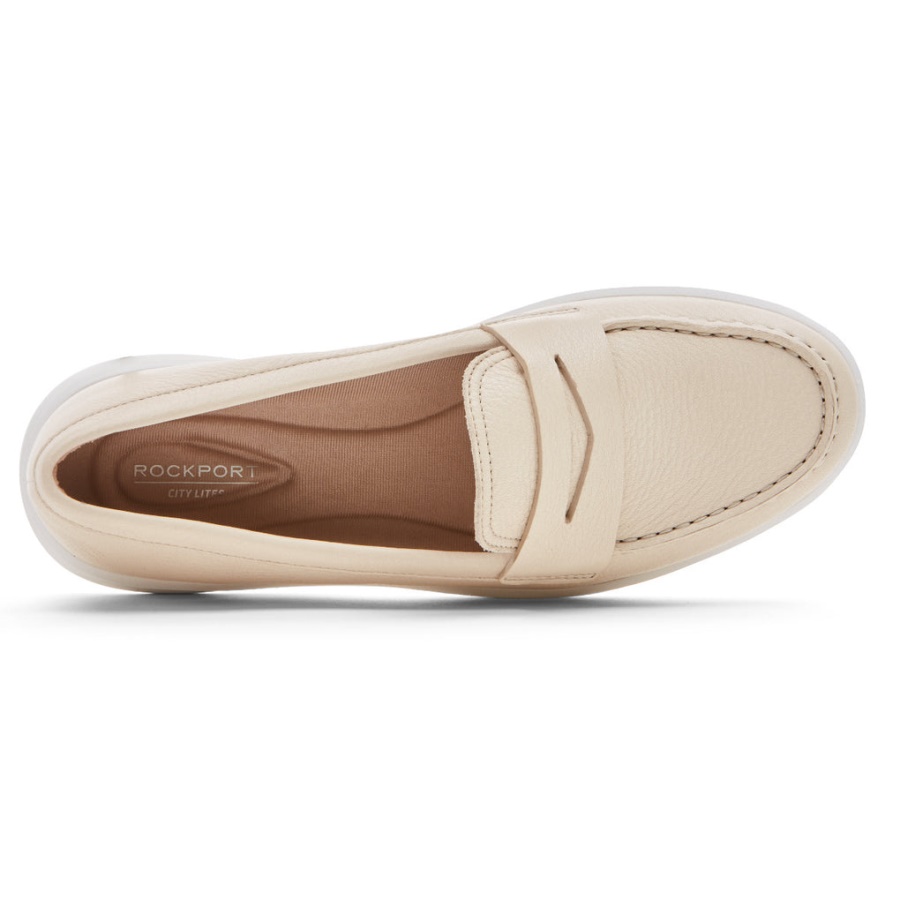 Mocassim Feminino Lavável Ayva Rockport Baunilha