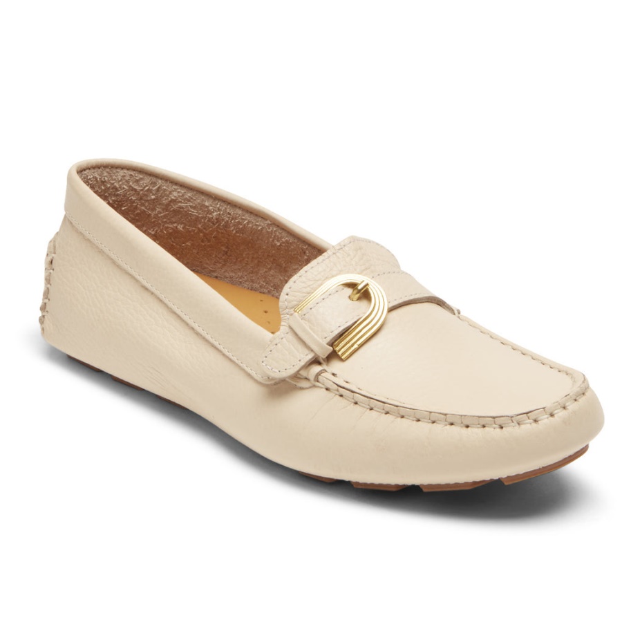 Mocassim Feminino Rockport Bayview Com Fivela Baunilha