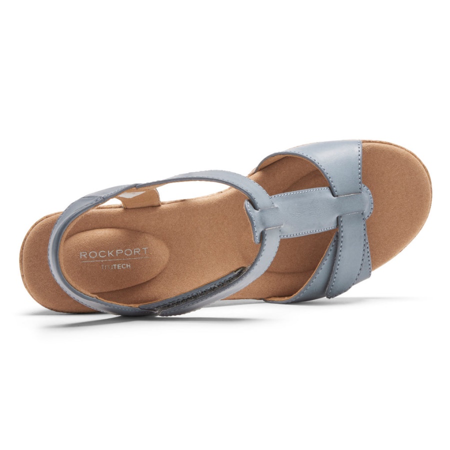 Sandália Blanca T-strap Feminina Rockport Cambraia Azul