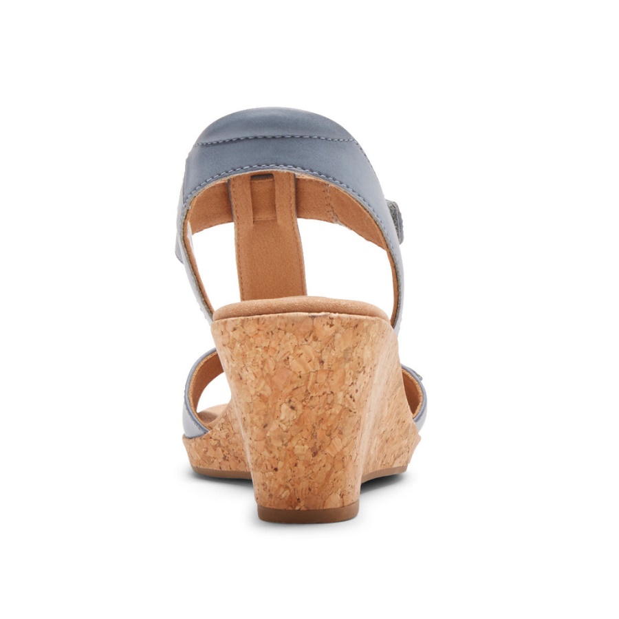 Sandália Blanca T-strap Feminina Rockport Cambraia Azul