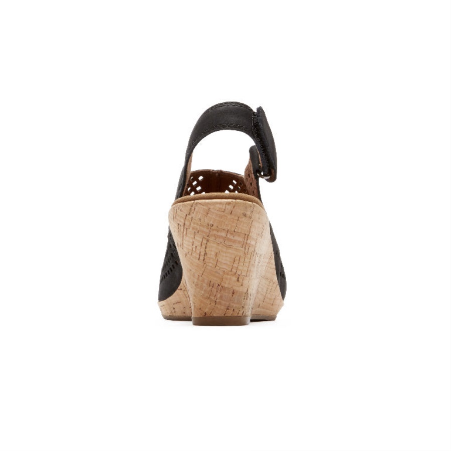 Sandália Feminina Rockport Briah Perf Sling Nobuck Preto