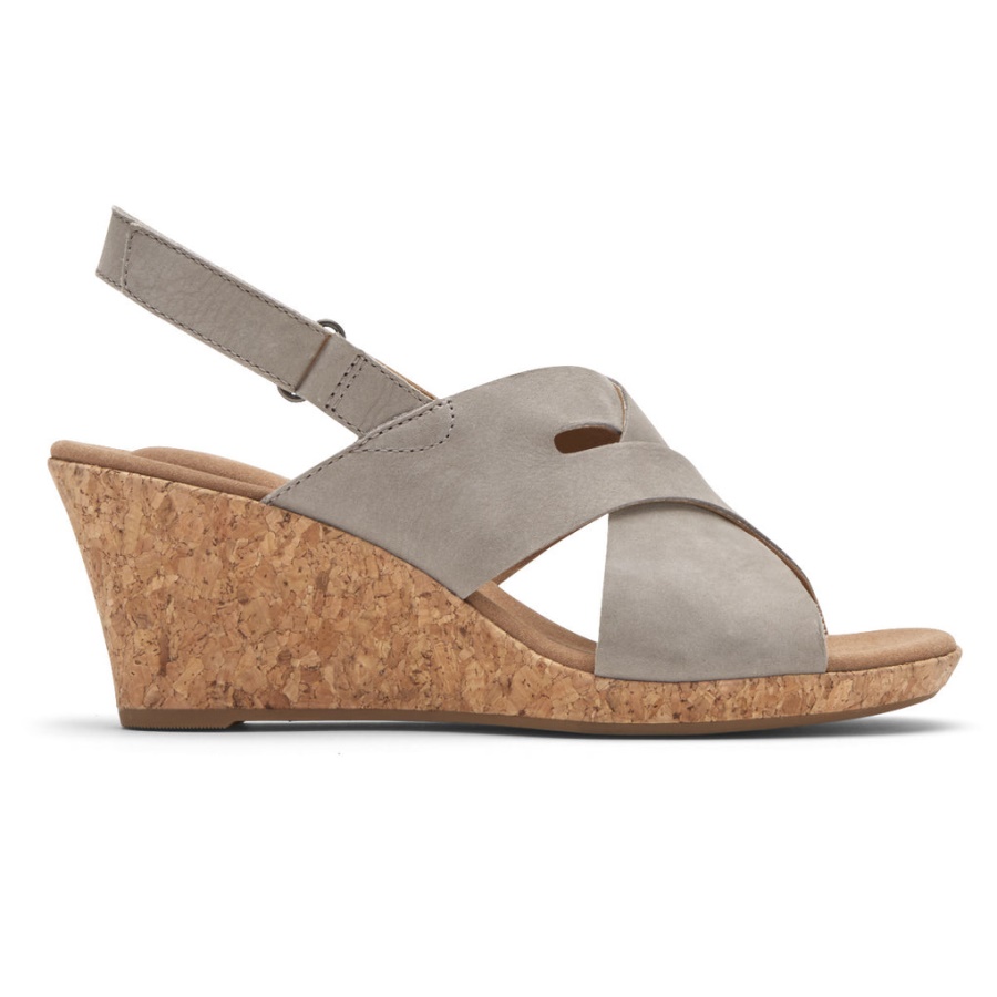 Rockport Feminino Briah Slot Slingback Sandália Dove Nubuck