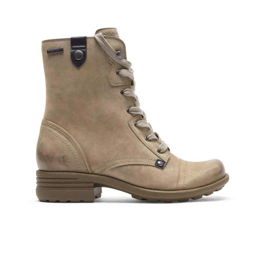 Bota Feminina Brunswick Rockport Impermeável Cinza Taupe