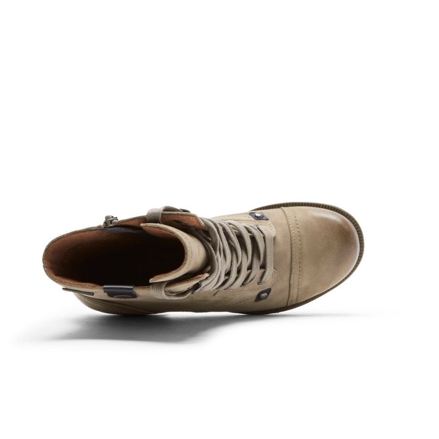 Bota Feminina Brunswick Rockport Impermeável Cinza Taupe