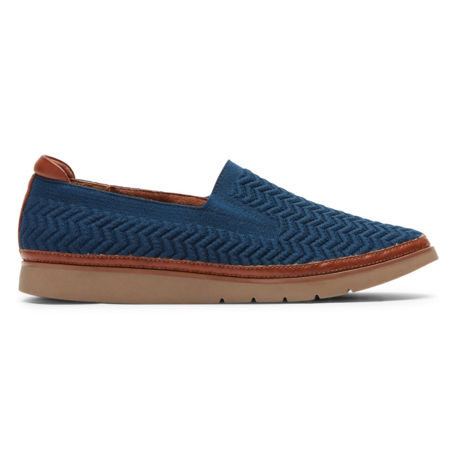 Rockport Feminino Cobb Hill Camryn Slip-on Pedra Azul Têxtil Eco