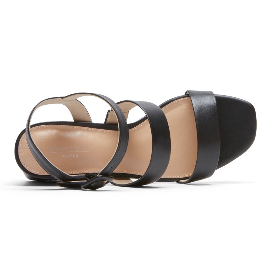 Rockport Farrah Salto De Tiras Preto Lthr Feminino