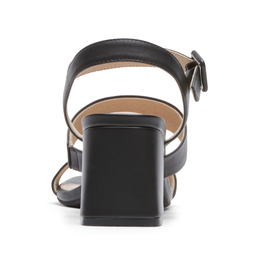 Rockport Farrah Salto De Tiras Preto Lthr Feminino