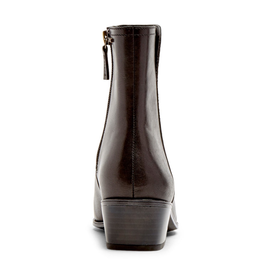 Bota Média Feminina Geovana Rockport Couro Preto à Prova D'água