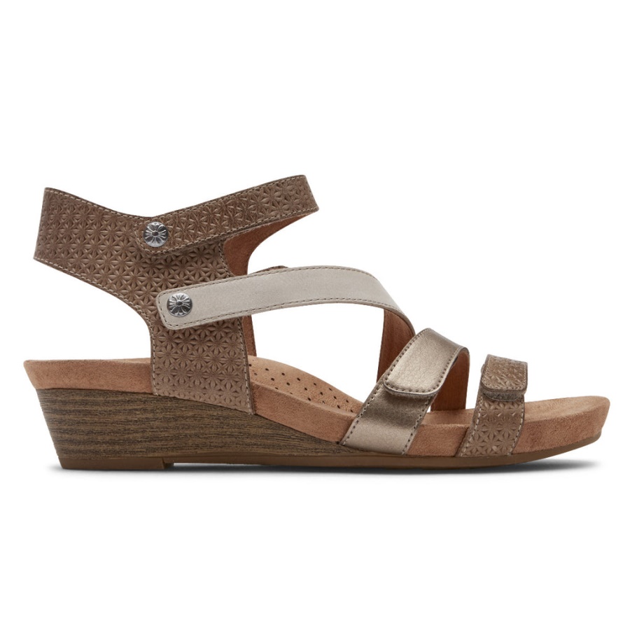 Sandália Hollywood 4 Tiras De Mulher Rockport Pomba Multi
