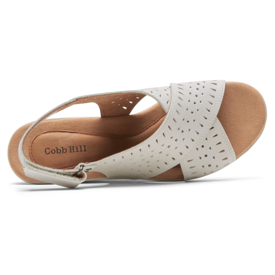 Sandália De Cunha Slingback Janna Feminina Rockport Couro Branco