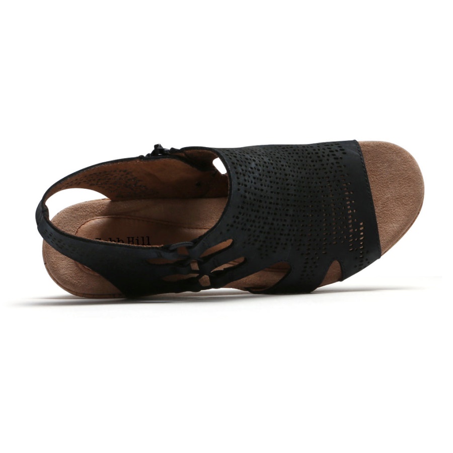 Sandália Janna Cunha De Mulher Rockport Nobuck Preto