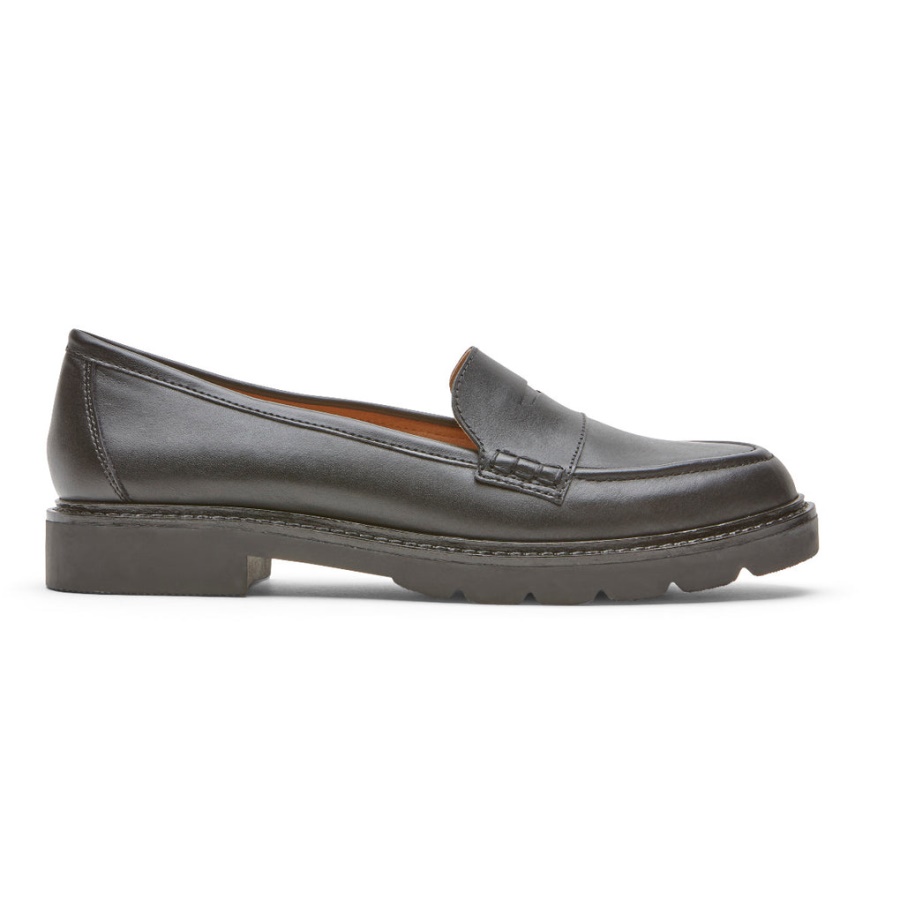 Mocassim Feminino Rockport Kacey Penny De Couro Preto