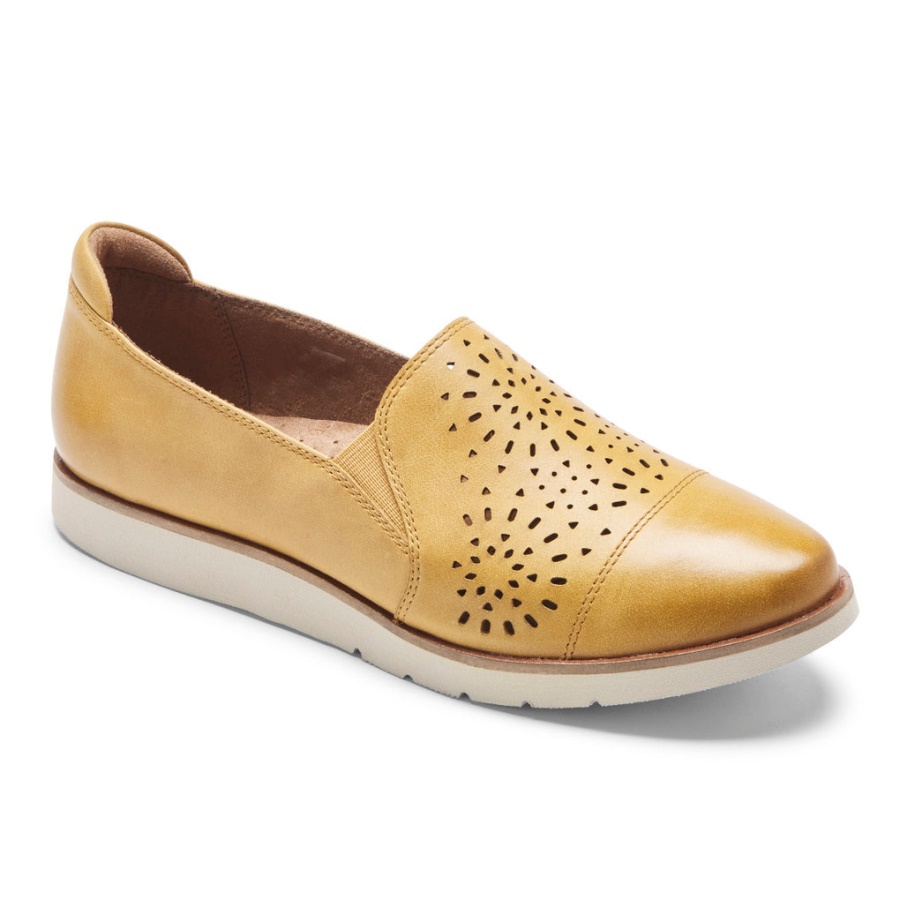 Rockport Feminino Laci Twin-gore Couro Sunbeam Slip-on Feminino