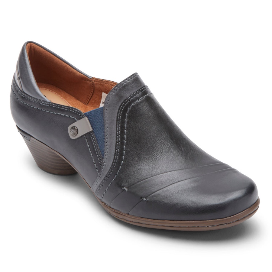 Louro Slip-on Azul De Couro Para Mulher Rockport