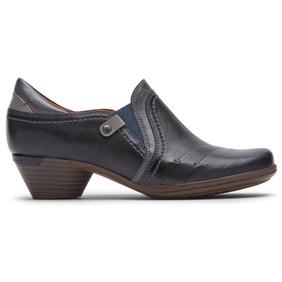 Louro Slip-on Azul De Couro Para Mulher Rockport