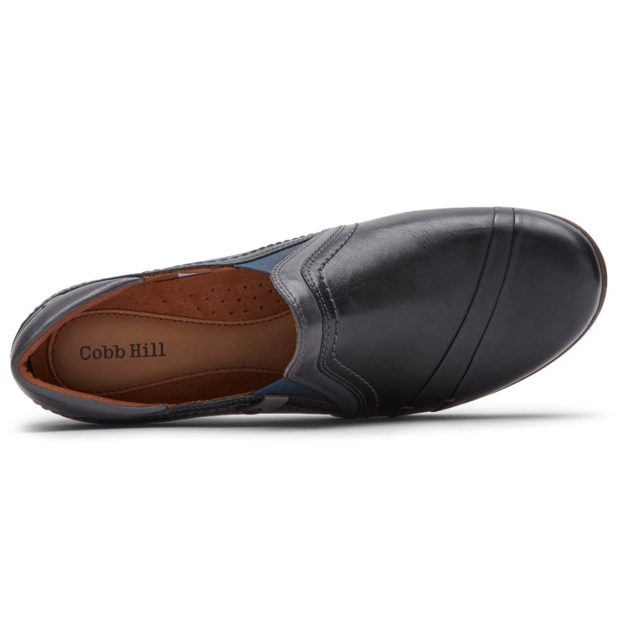 Louro Slip-on Azul De Couro Para Mulher Rockport