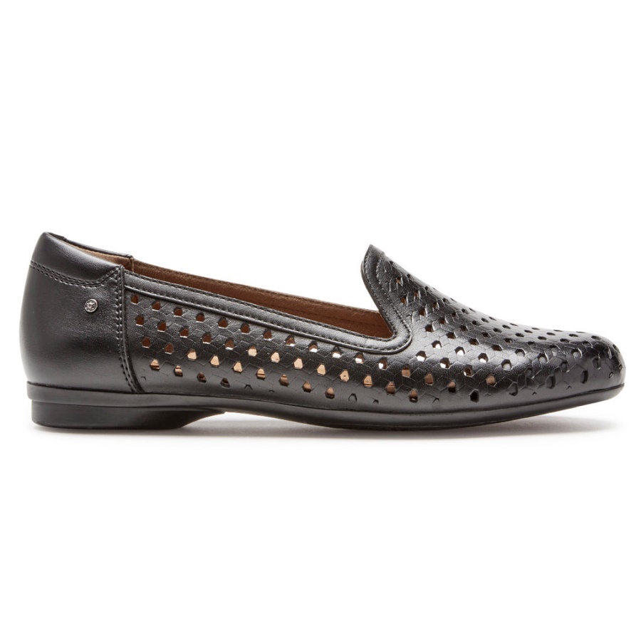 Rockport Feminino Maiika Slip-on Tecido De Couro Preto