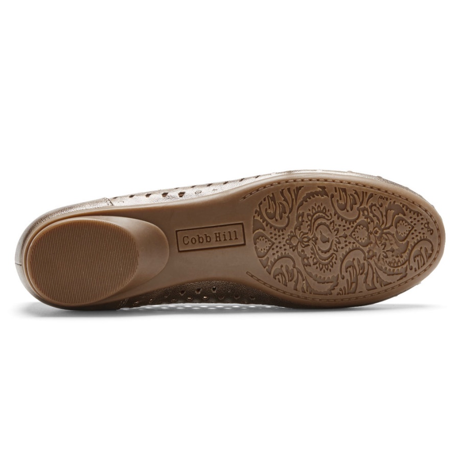 Rockport Feminino Maiika Slip-on Em Couro Metalizado