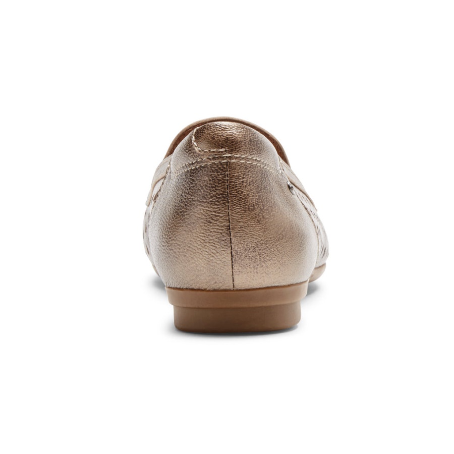 Rockport Feminino Maiika Slip-on Em Couro Metalizado