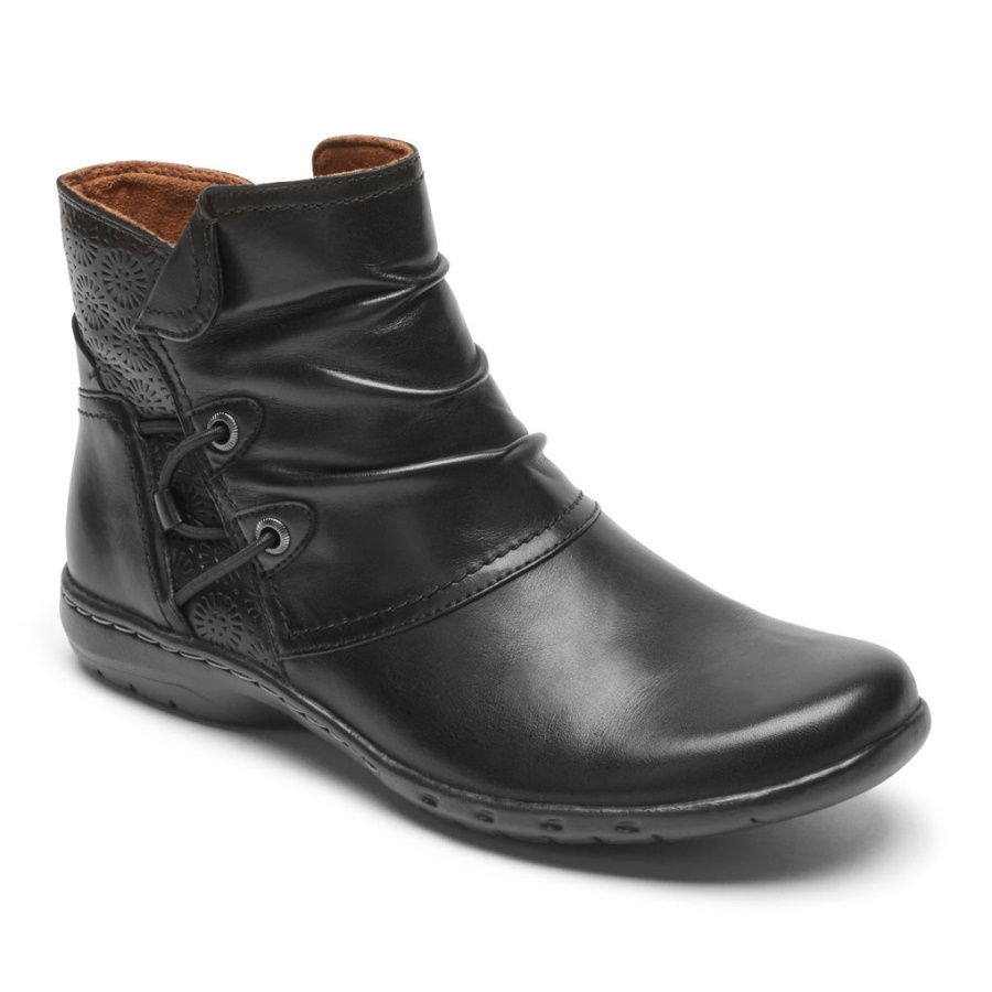 Bota Feminina Penfield Ruched Rockport Couro Preto