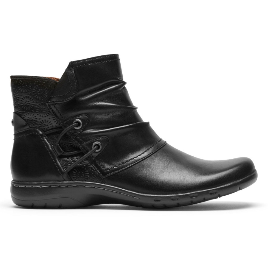Bota Feminina Penfield Ruched Rockport Couro Preto