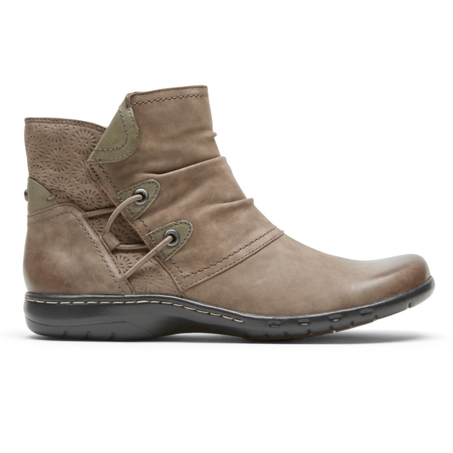 Bota Feminina Penfield Ruched Pedra Nobuck Rockport