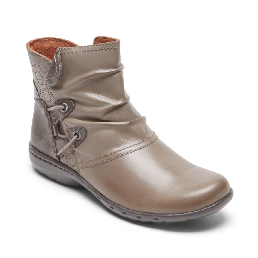 Botinha Ruched Penfield Feminina Rockport Cinza Taupe