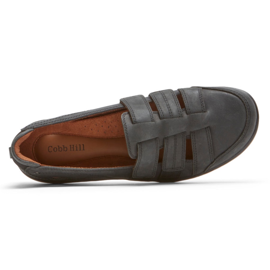 Slip-on Preto Com Tiras Penfield Feminino Rockport