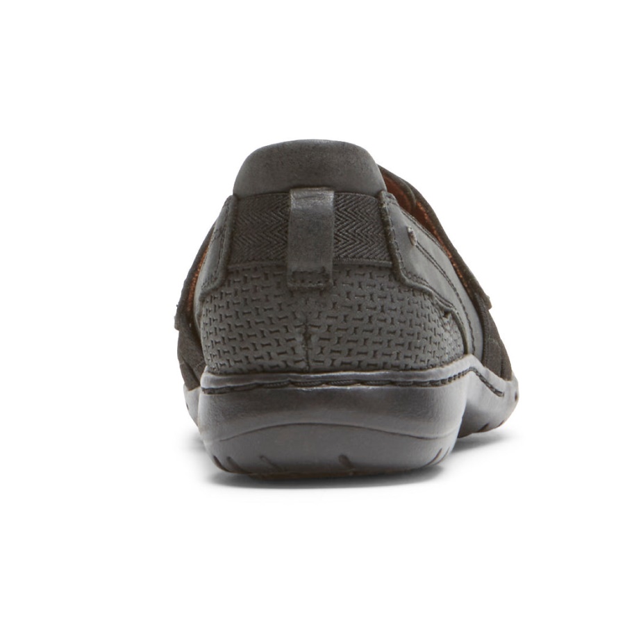 Slip-on Preto Com Tiras Penfield Feminino Rockport