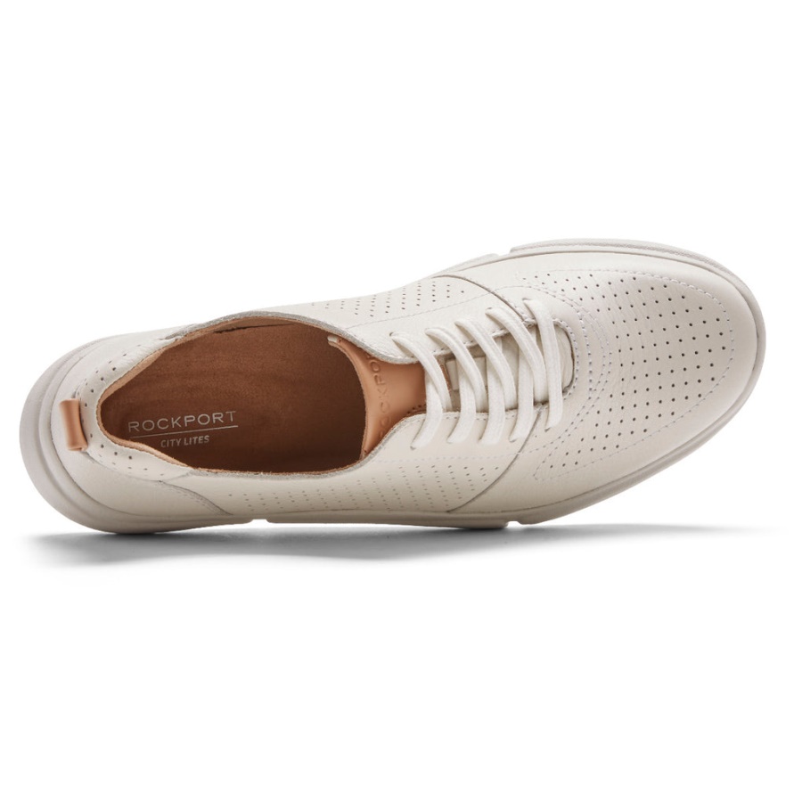 Tênis Feminino Rockport R-evolution Lavável Com Cadarço Branco Lavável