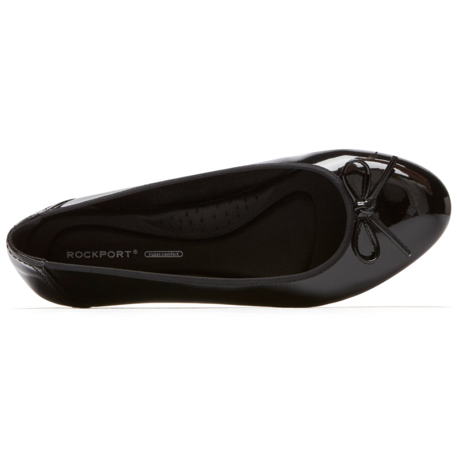Rockport Feminino Reagan Ballet Flat Black Patente Sintético