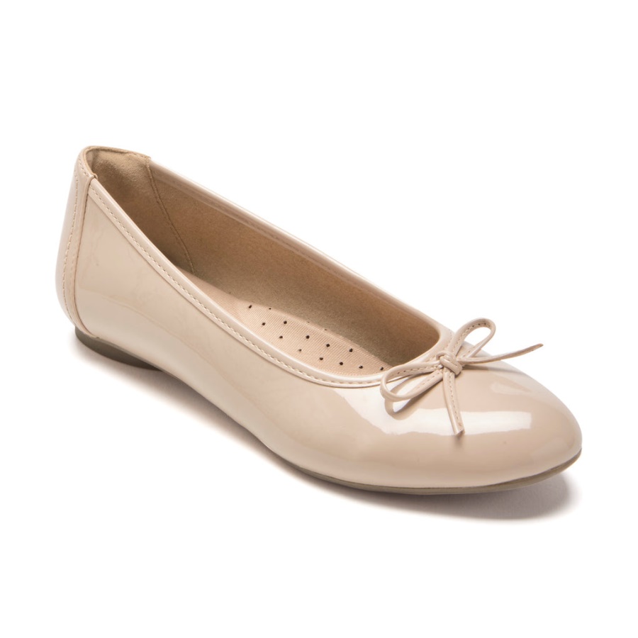 Rockport Feminino Reagan Ballet Flat Neutro Bege Patente Sintético