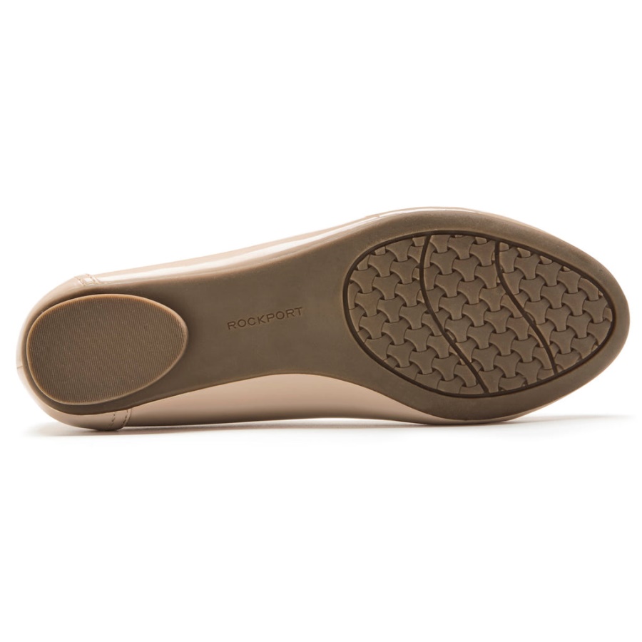 Rockport Feminino Reagan Ballet Flat Neutro Bege Patente Sintético