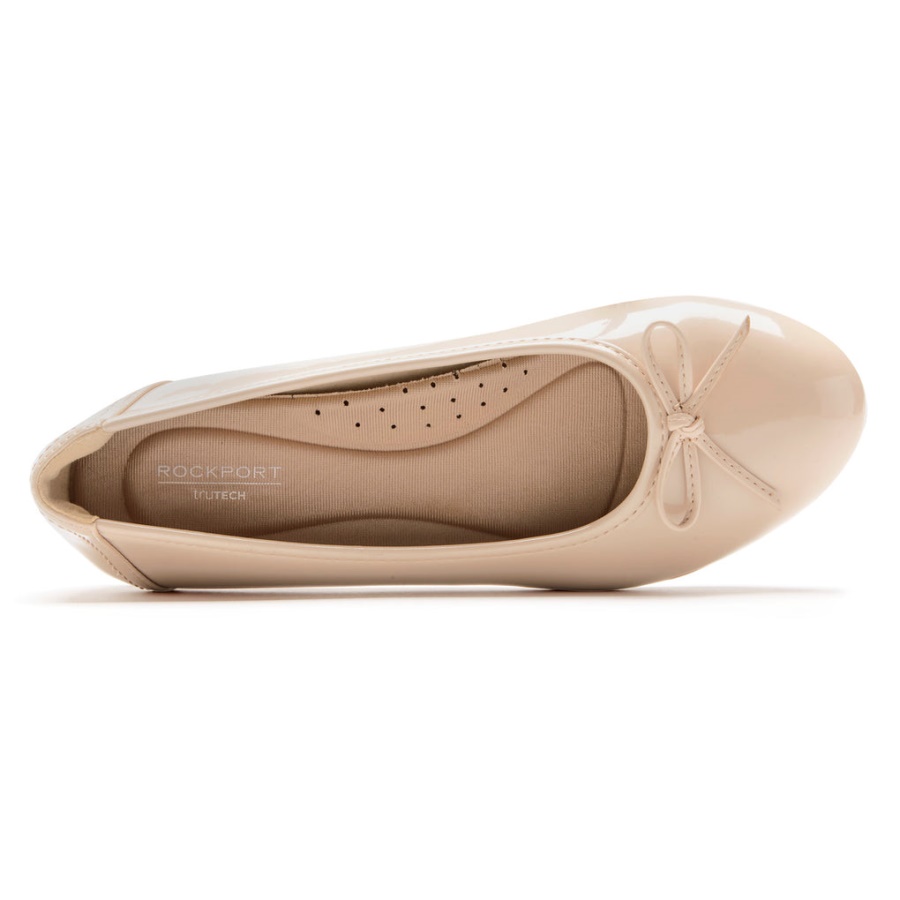 Rockport Feminino Reagan Ballet Flat Neutro Bege Patente Sintético