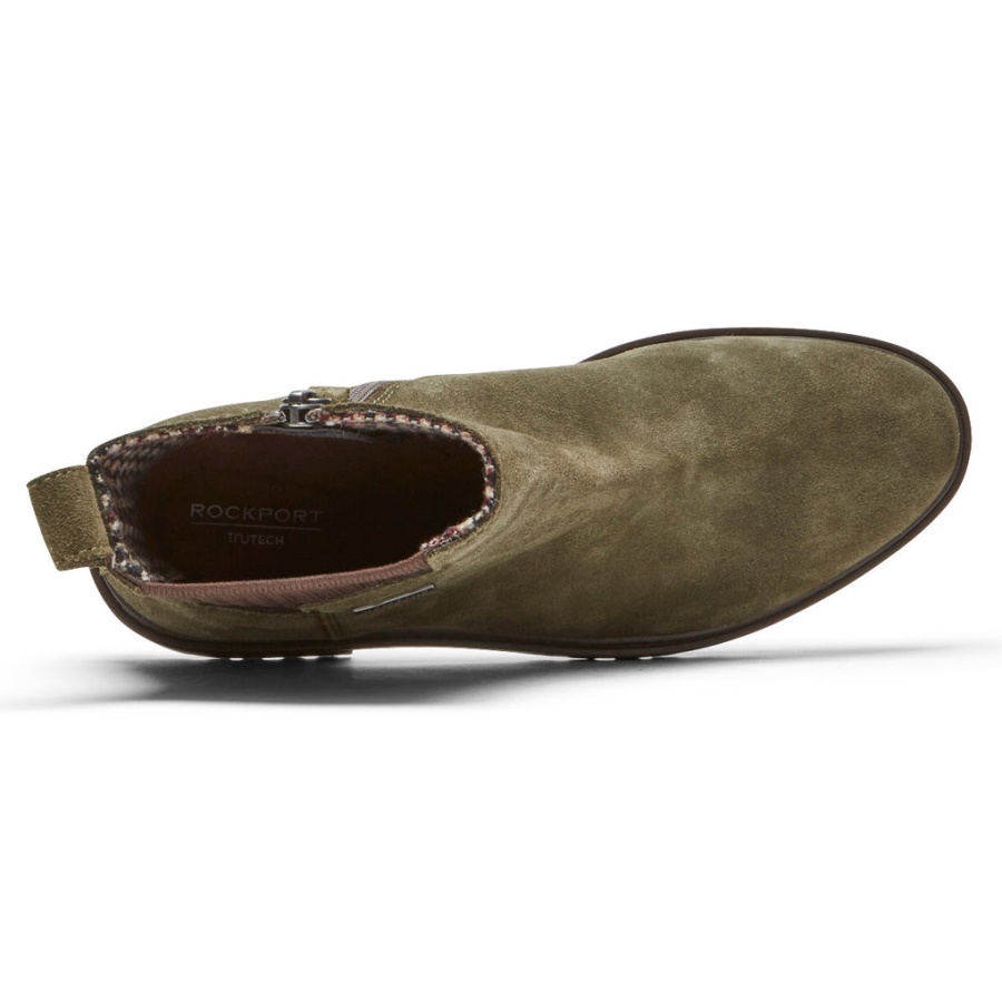 Botas Femininas Rockport Ryleigh Chelsea à Prova D'água Azeitona Escura