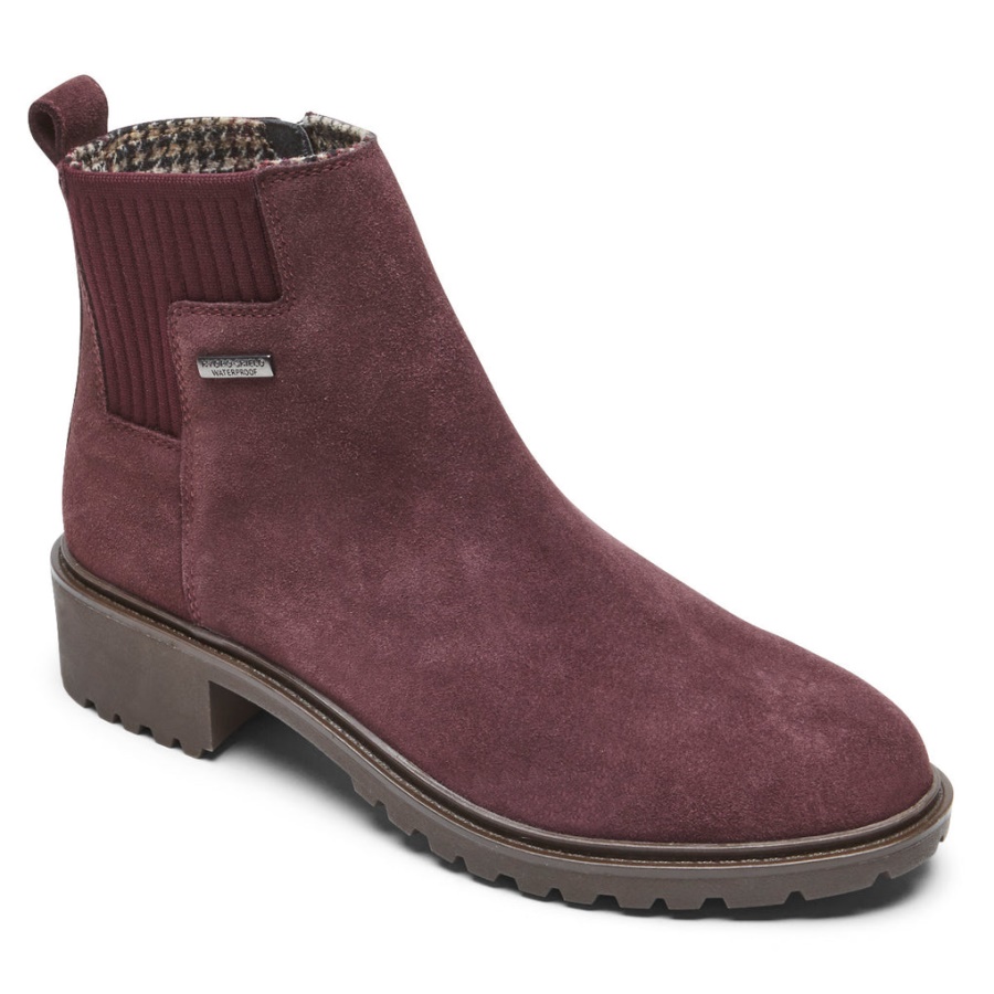 Bota Feminina Ryleigh Chelsea Rockport Impermeável Oxblood