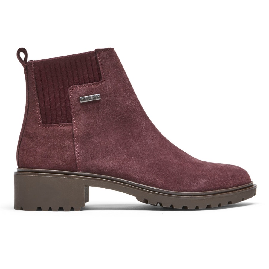 Bota Feminina Ryleigh Chelsea Rockport Impermeável Oxblood