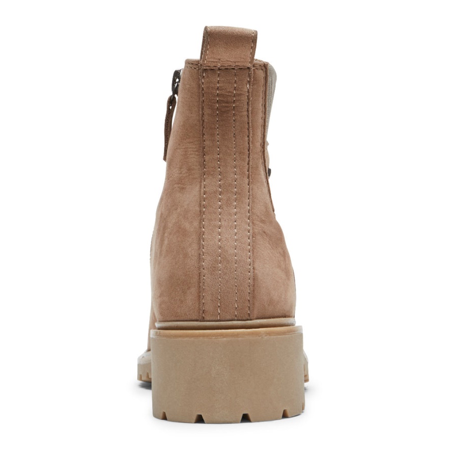 Botas Femininas Rockport Ryleigh Chelsea Taupe Impermeável