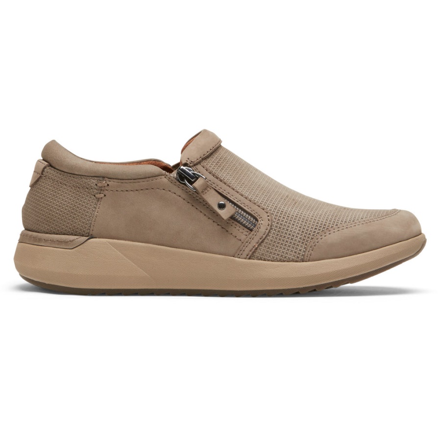 Skylar Slip-on Taupe Feminino Com Zíper Rockport