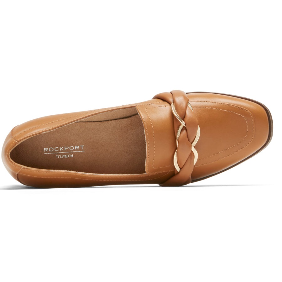 Mocassim Feminino De Cadeia Susana Tecido Mel Rockport
