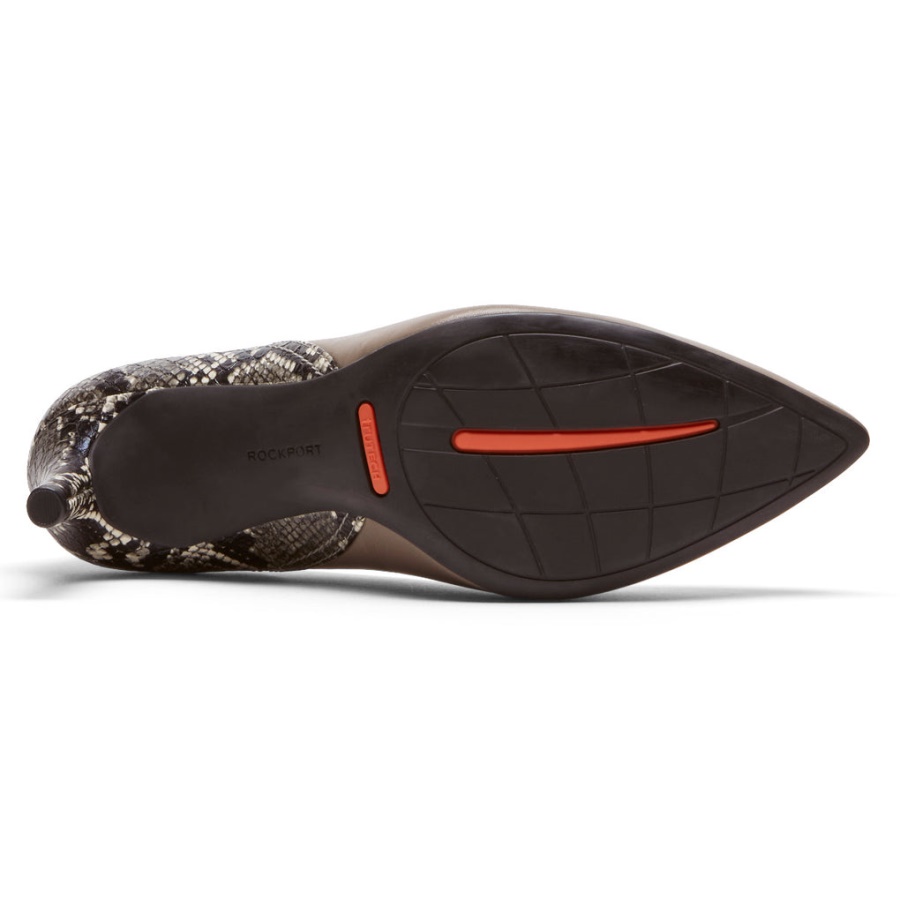 Rockport Movimento Total Feminino Salto 75mm Taupe Pele De Cobra