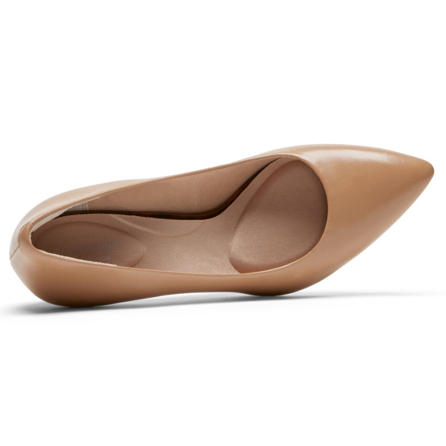 Rockport Movimento Total Feminino 75mm Salto Bico Fino Mocha Latte