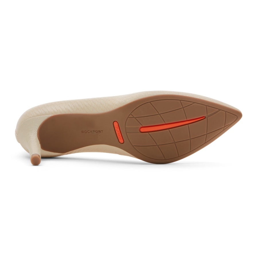 Rockport Feminino Movimento Total 75mm Salto Bico Fino Baunilha Ondulado