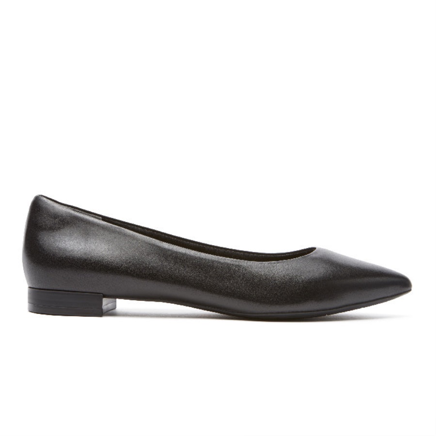 Rockport Movimento Total Feminino Adelyn Ballet Flat Black Burn Bezerro