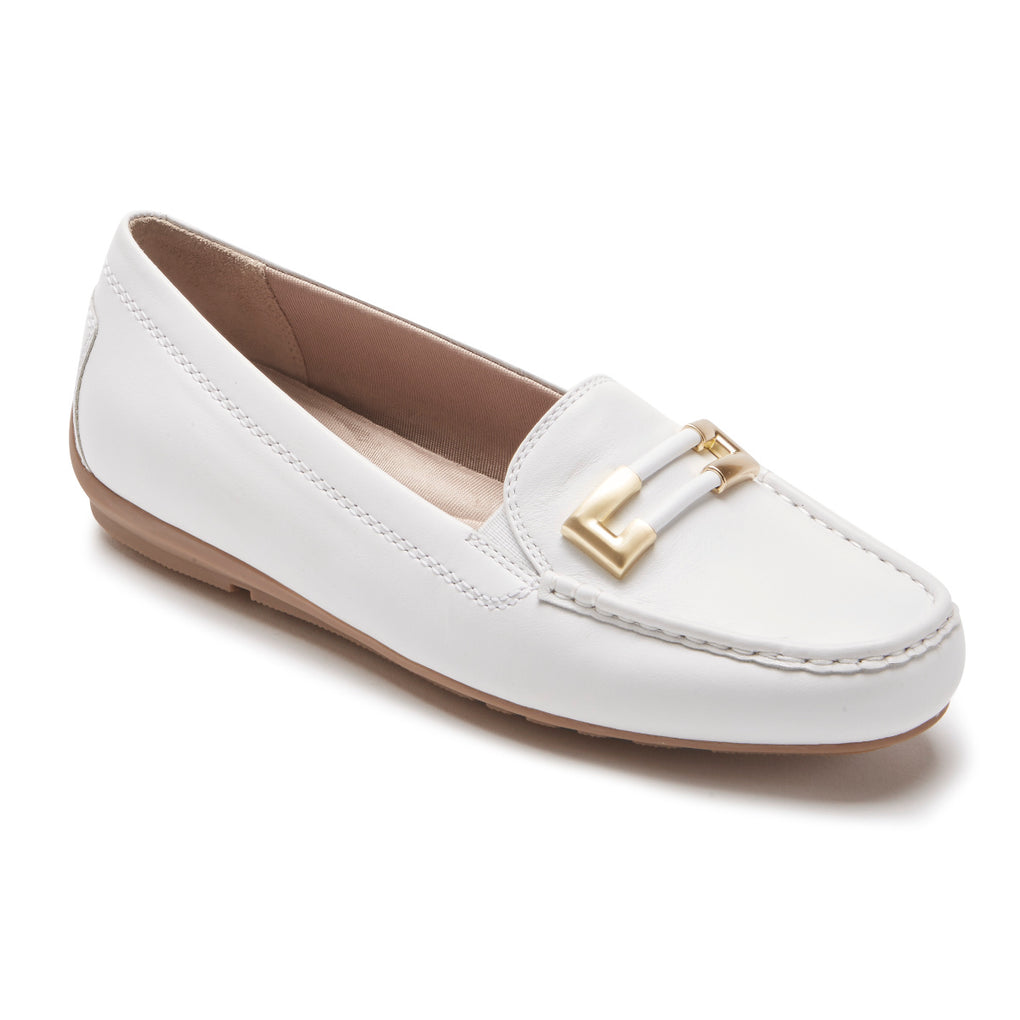 Mocassim De Ornamento De Driver De Movimento Total Feminino Rockport Branco